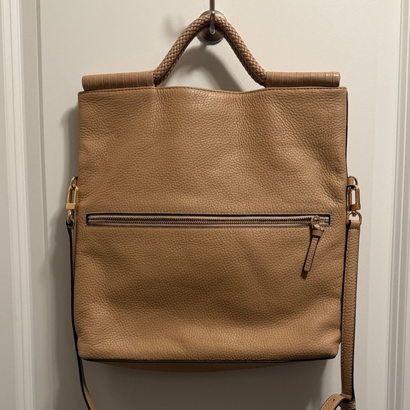 Tory Burch Beige Tan Pebbled Leather Tote/Crossbody with Braided Top Handle - Picture 3 of 13